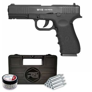 Pistola Airgun Glock W119 Co2 Blowback 4,5mm Kit