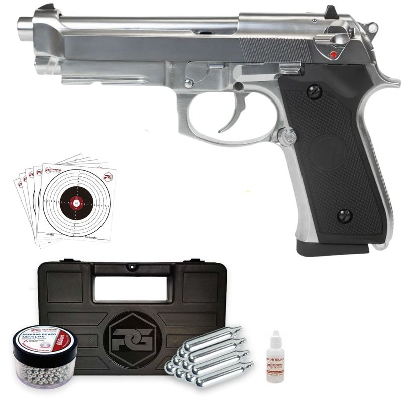 pistola-rossi-m92-cromada-silver-airgun-blowback-co2-4-5mm-kit