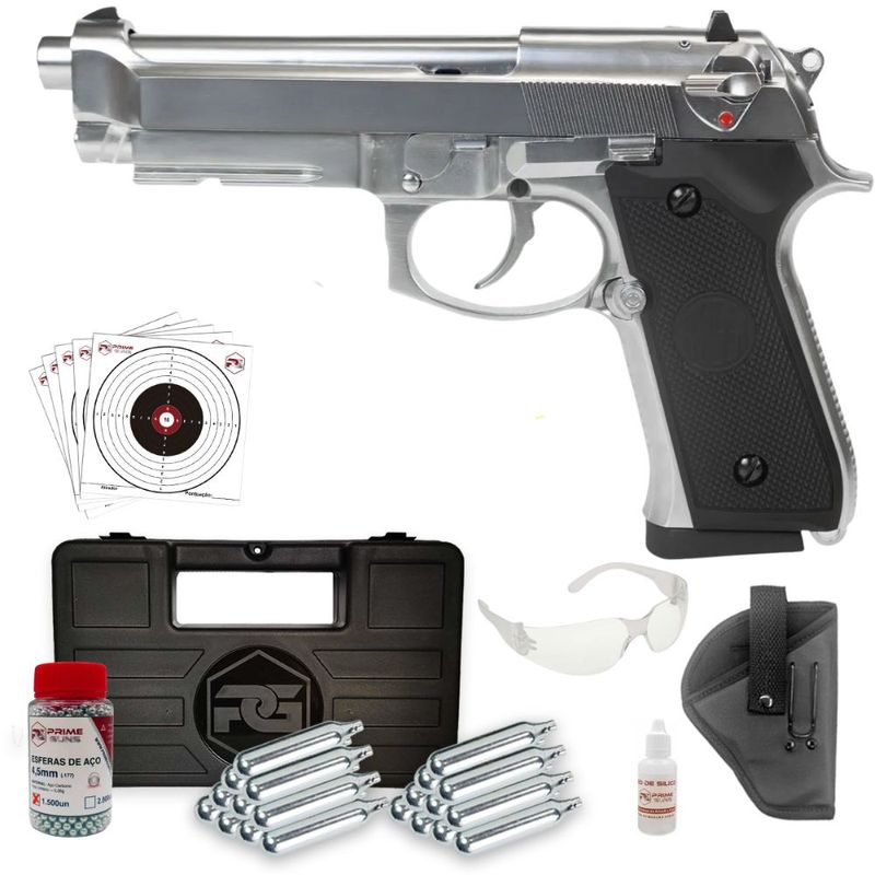 pistola-rossi-m92-cromada-silver-airgun-blowback-co2-4-5mm-super-kit