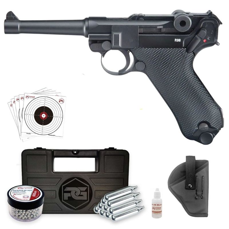 pistola-luger-p-08-blowback-airgun-co2-4,5mm-kwc-+-coldre