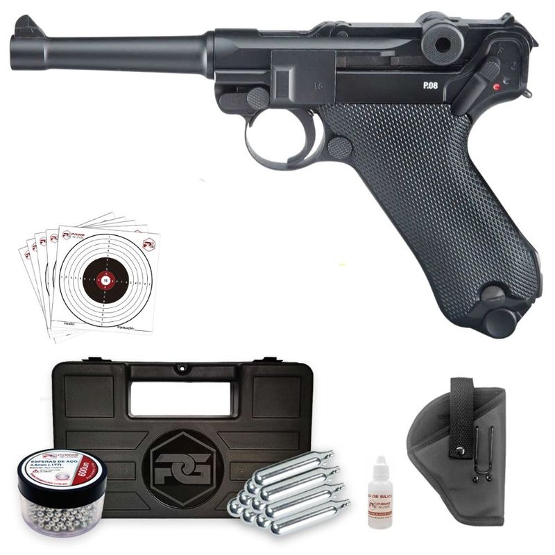 pistola-airgun-luger-p08-blowback-co2-4,5mm-umarex-kit